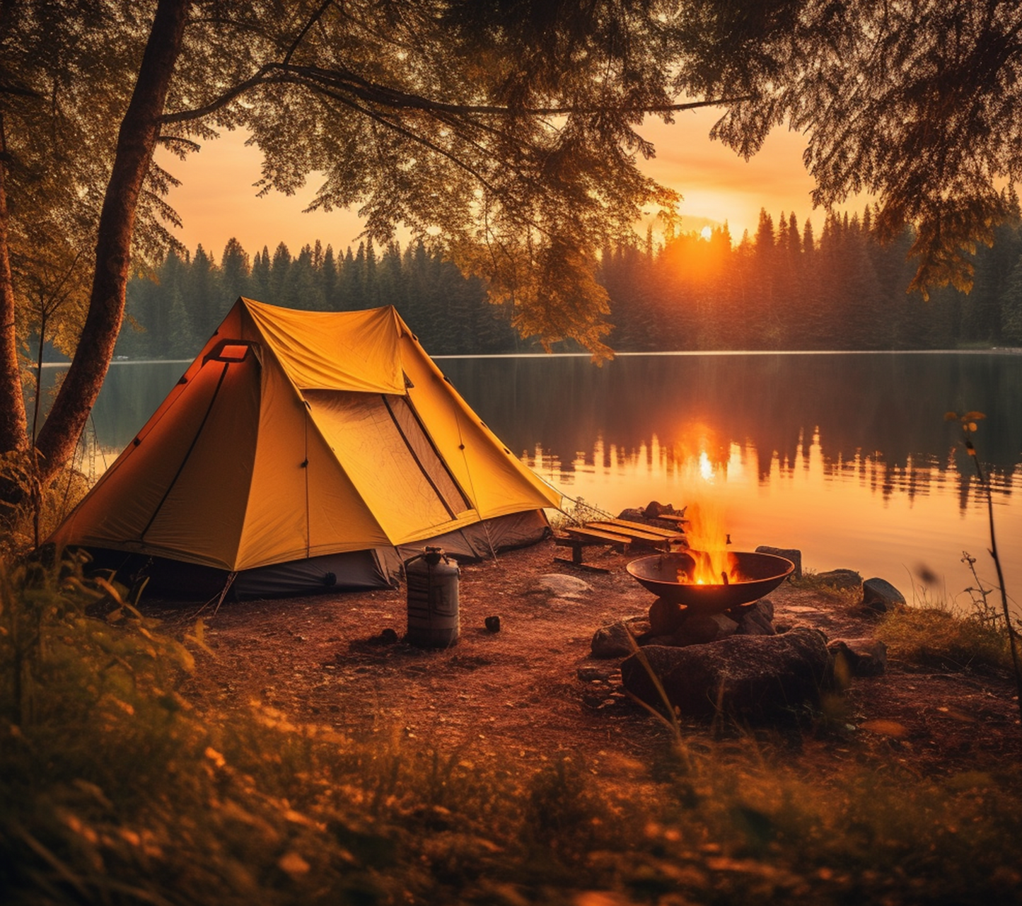 Camping 20 oz Stainless Steel Skinny Tumbler with Lid, Metal Straw & Gift Box