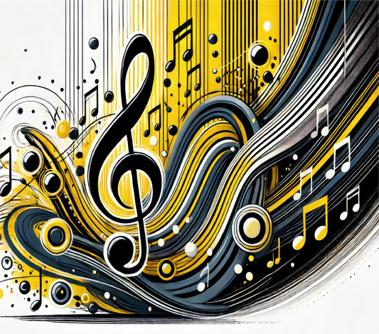 MUSIC THEME 20 oz Stainless Steel Skinny Tumbler with Lid, Metal Straw & Gift Box - SewTrain