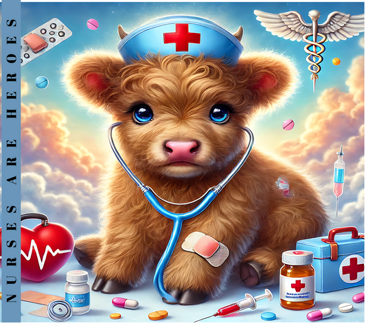 Nurse Highland Cow Mug and Coaster Set with Cork Backing - SewTrain