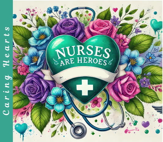 NURSES ARE HEROES 20 oz Stainless Steel Skinny Tumbler with Lid, Metal Straw & Gift Box - SewTrain