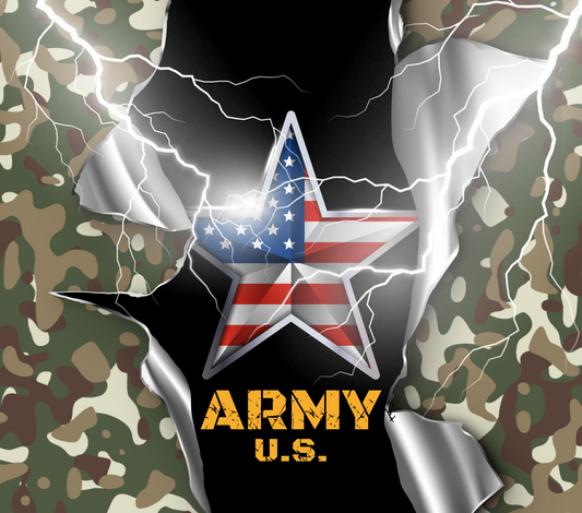 ARMY US WITH STAR FLAG 20 oz Stainless Steel Skinny Tumbler with Lid, Metal Straw & Gift Box (Copy) - SewTrain