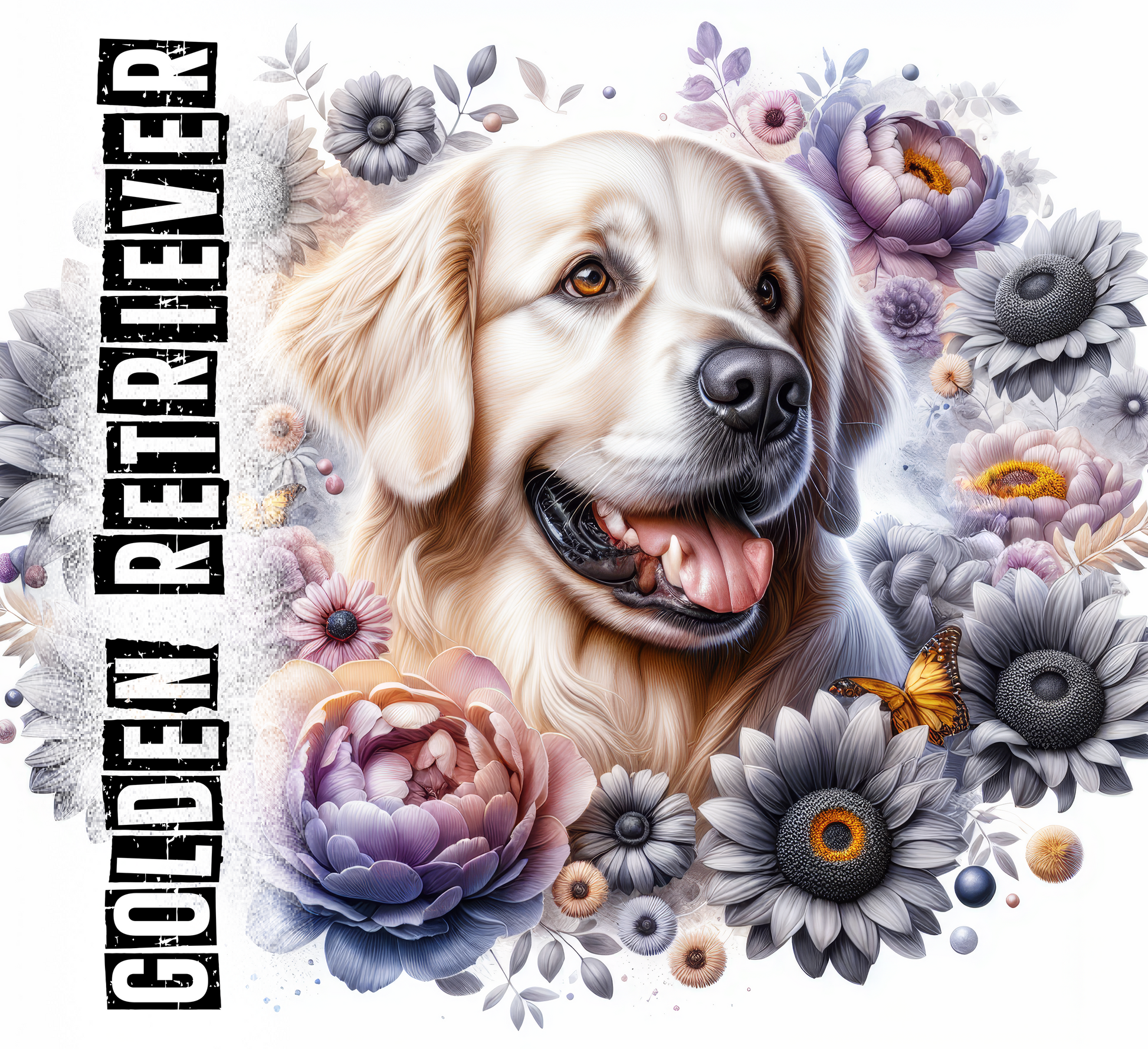 GOLDEN RETRIEVER DOG 20 oz Stainless Steel Skinny Tumbler with Lid, Metal Straw & Gift Box - SewTrain