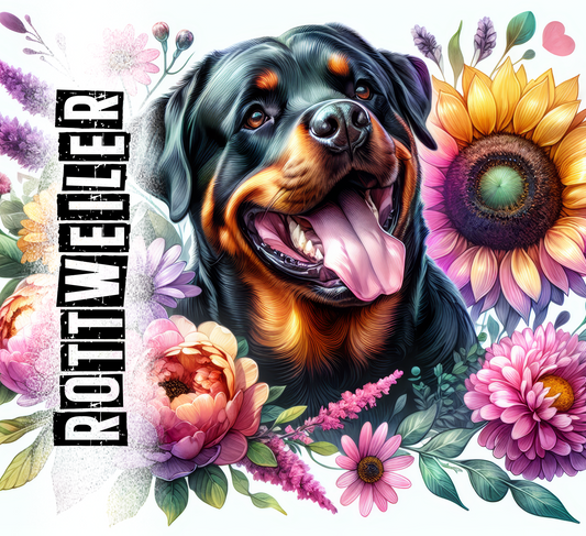 ROTTWEILER DOG 20 oz Stainless Steel Skinny Tumbler with Lid, Metal Straw & Gift Box - SewTrain