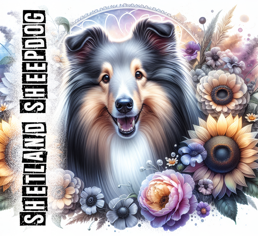 SHETLAND SHEEPDOG 20 oz Stainless Steel Skinny Tumbler with Lid, Metal Straw & Gift Box - SewTrain