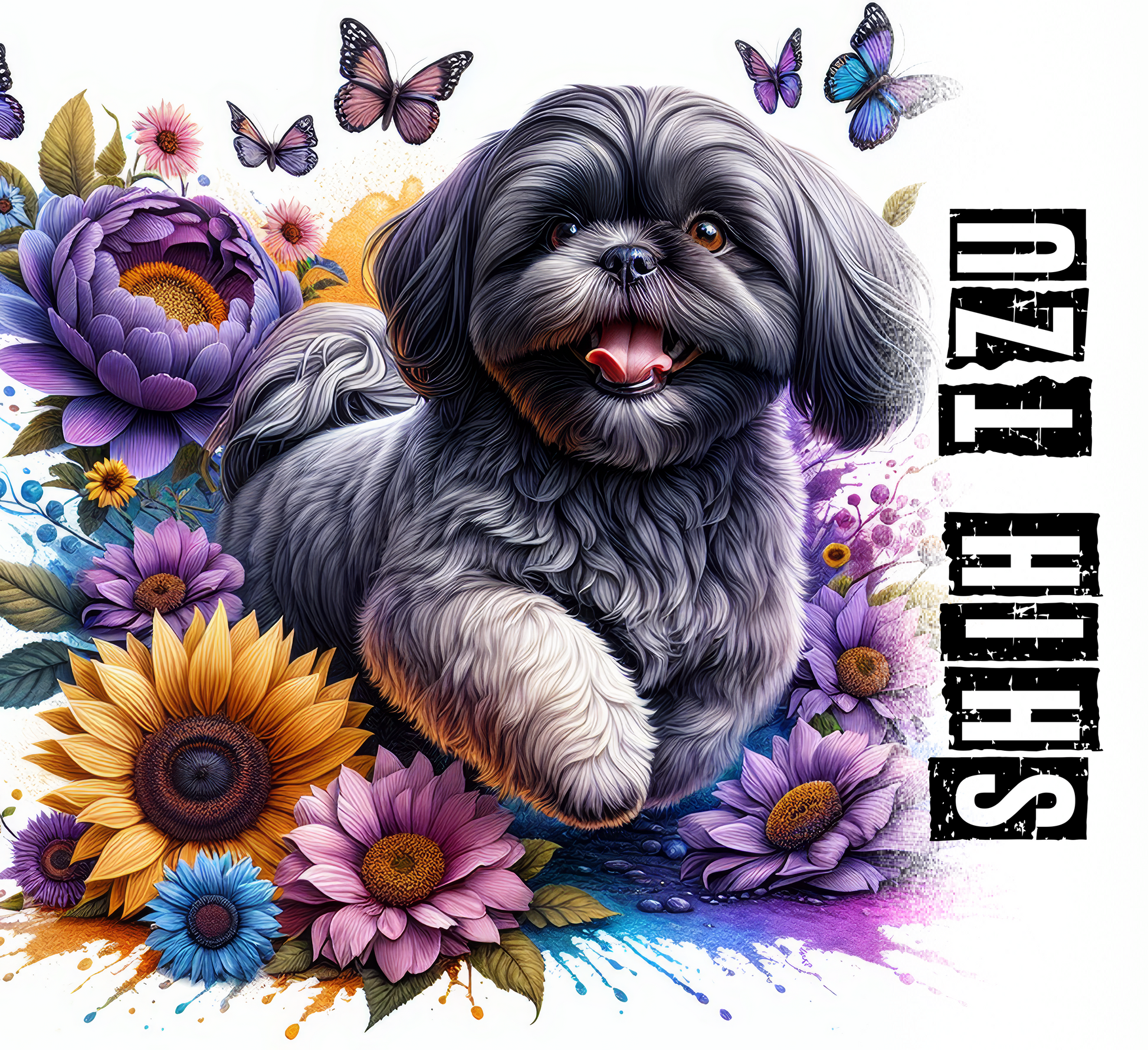 SHIH TZU DOG 20 oz Stainless Steel Skinny Tumbler with Lid, Metal Straw & Gift Box - SewTrain