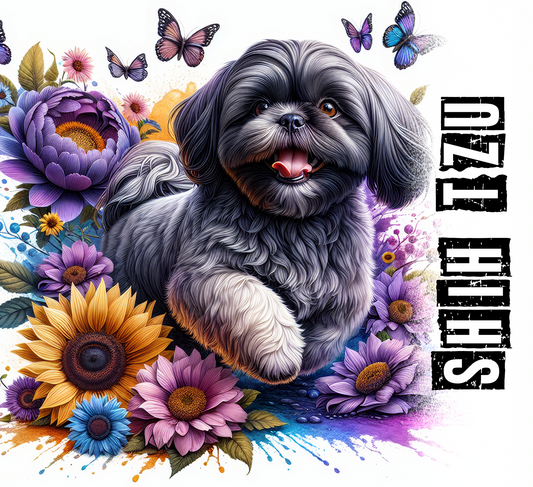 SHIH TZU DOG 20 oz Stainless Steel Skinny Tumbler with Lid, Metal Straw & Gift Box - SewTrain