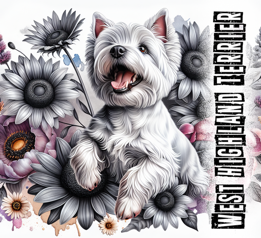 WEST HIGHLAND TERRIER DOG 20 oz Stainless Steel Skinny Tumbler with Lid, Metal Straw & Gift Box - SewTrain