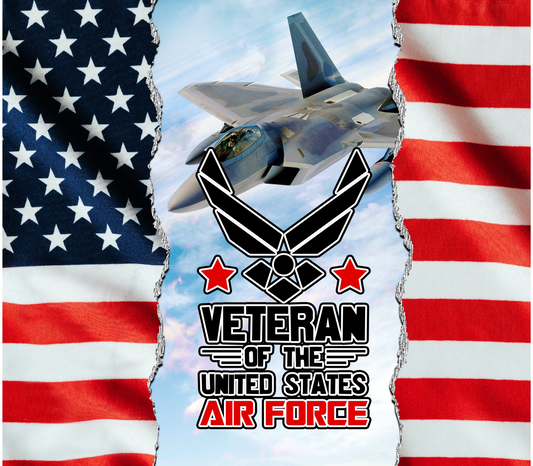 US Air Force military Stainless Steel Skinny Tumbler with Lid, Metal Straw & Gift Box