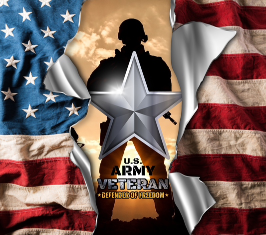 US Army Veteran 20 oz Stainless Steel Skinny Tumbler with Lid, Metal Straw & Gift Box