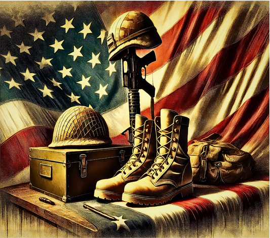 Army Boots, Helmet and Flag Coaster