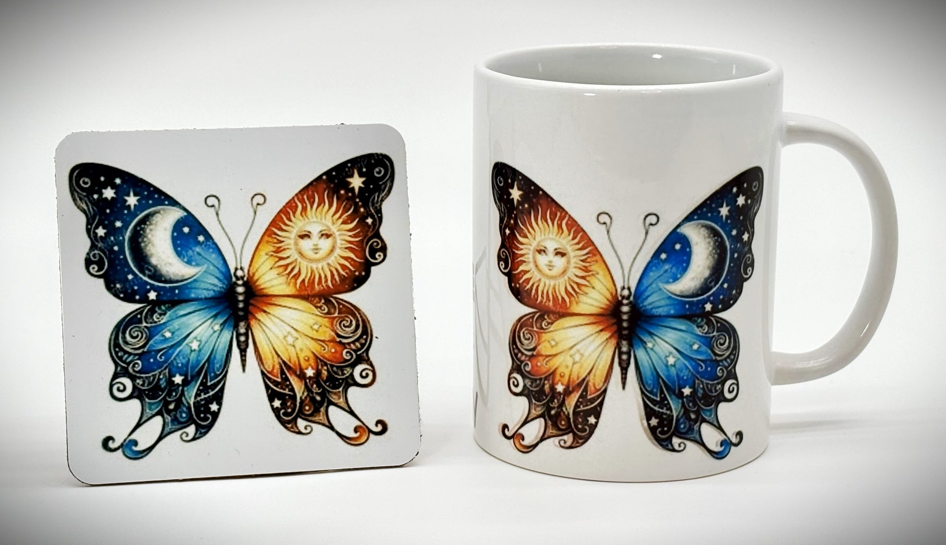 Butterfly Mug and Coaster Set with Cork Backing - SewTrain