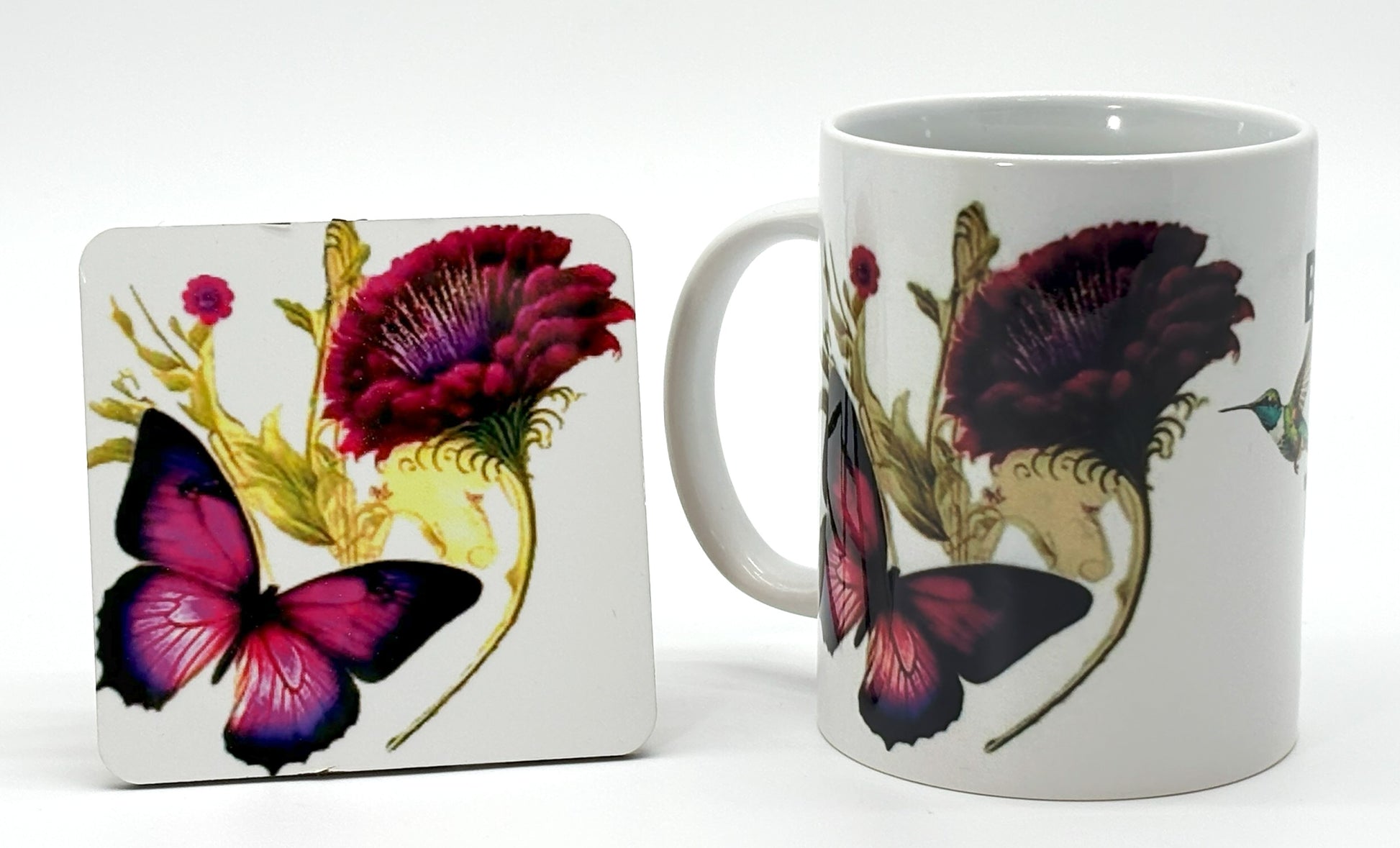 Butterfly Mug and Coaster Set with Cork Backing - SewTrain