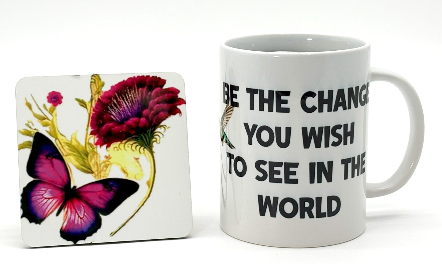Butterfly Mug and Coaster Set with Cork Backing - SewTrain