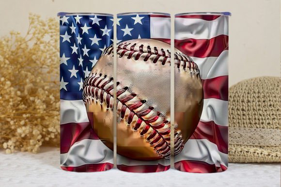 BASEBALL 20 oz Stainless Steel Skinny Tumbler with Lid, Metal Straw & Gift Box - SewTrain