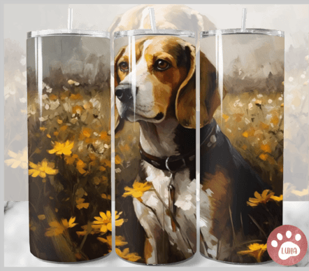 BEAGLE Dog 20 oz Stainless Steel Skinny Tumbler with Lid, Metal Straw & Gift Box - SewTrain