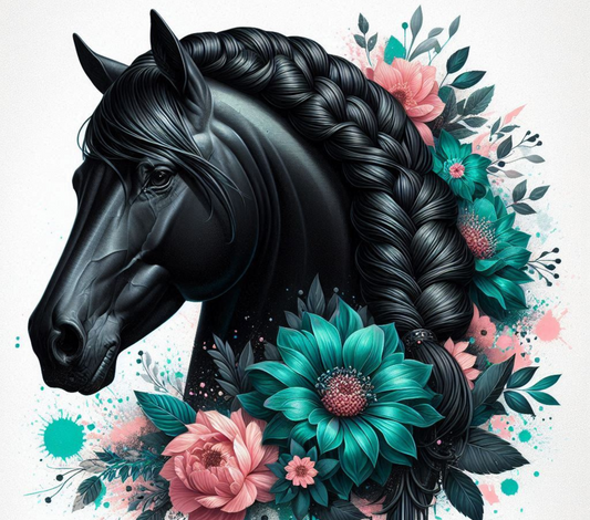 Black Horse Stainless Steel Skinny Tumbler with Lid, Metal Straw & Gift Box