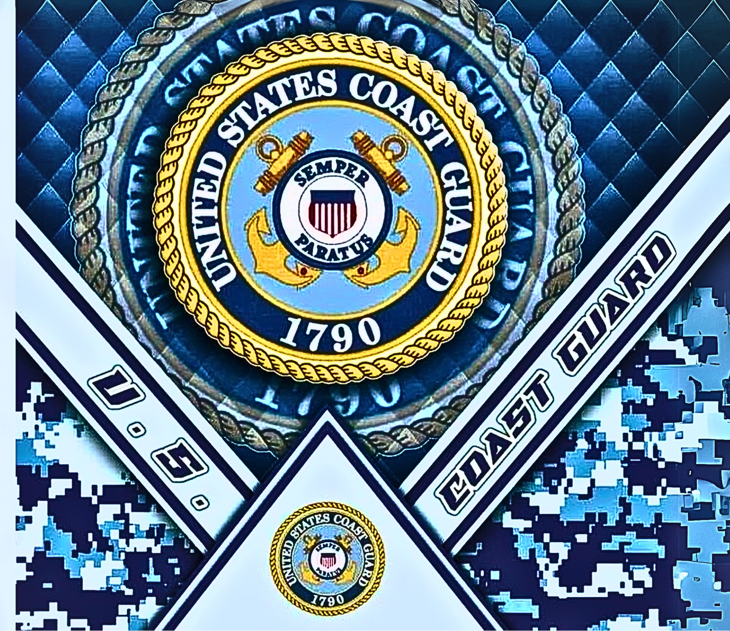 US COAST GUARD military Stainless Steel Skinny Tumbler with Lid, Metal Straw & Gift Box