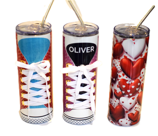 SNEAKER 20 oz Stainless Steel Skinny Tumbler with Lid, Metal Straw & Gift Box