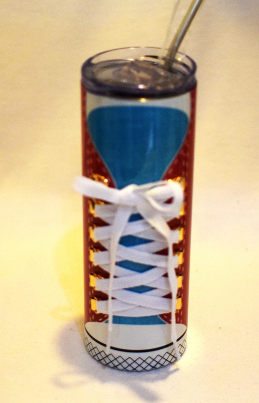 SNEAKER 20 oz Stainless Steel Skinny Tumbler with Lid, Metal Straw & Gift Box