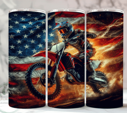 DIRT BIKE 20 oz Stainless Steel Skinny Tumbler with Lid, Metal Straw & Gift Box - SewTrain