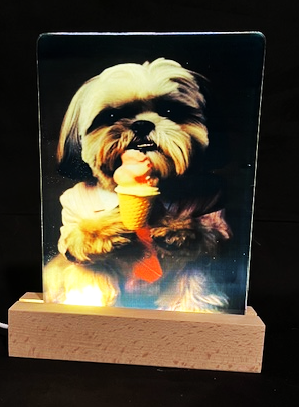 LED Acrylic Photo Frames Night Lights 5" x 7" with Warm Color Light, with Wood Stand - SewTrain