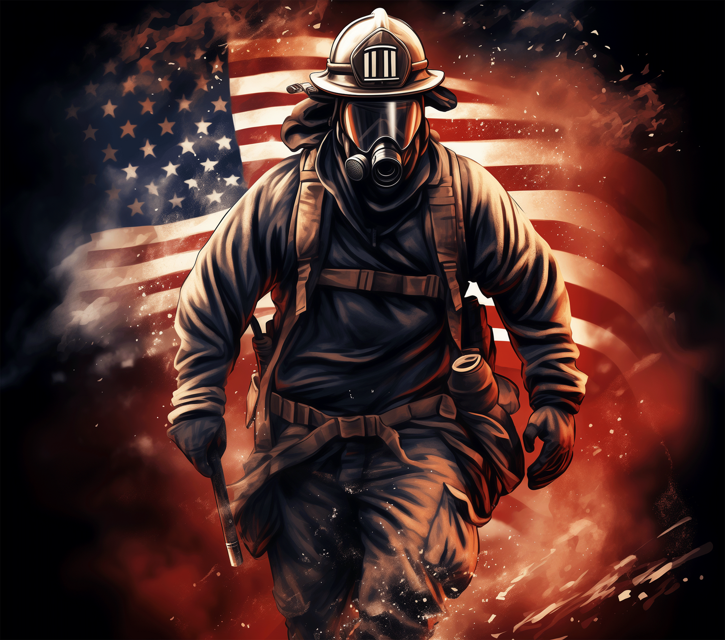 FIREMAN RUNNING 20 oz Stainless Steel Skinny Tumbler with Lid, Metal Straw & Gift Box - SewTrain