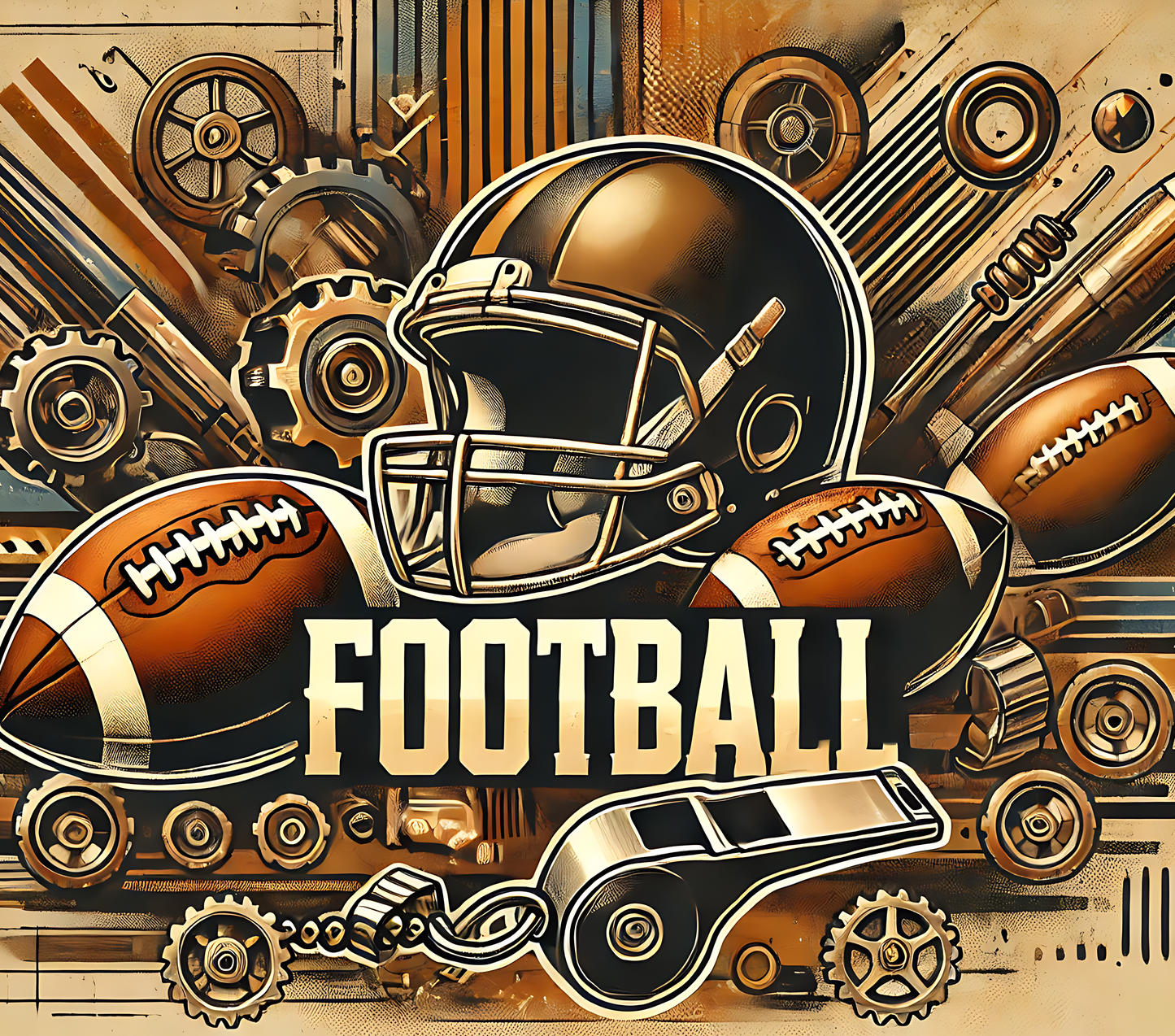 FOOTBALL 20 oz Stainless Steel Skinny Tumbler with Lid, Metal Straw & Gift Box - SewTrain