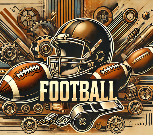 FOOTBALL 20 oz Stainless Steel Skinny Tumbler with Lid, Metal Straw & Gift Box - SewTrain