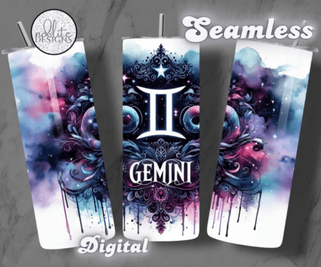 Gemini 20 oz Stainless Steel Skinny Tumbler with Lid, Metal Straw & Gift Box