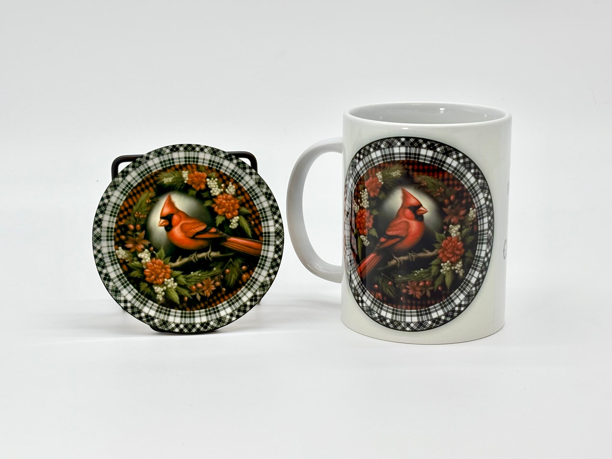 Cardinal Mug and Coaster Set with Cork Backing - SewTrain