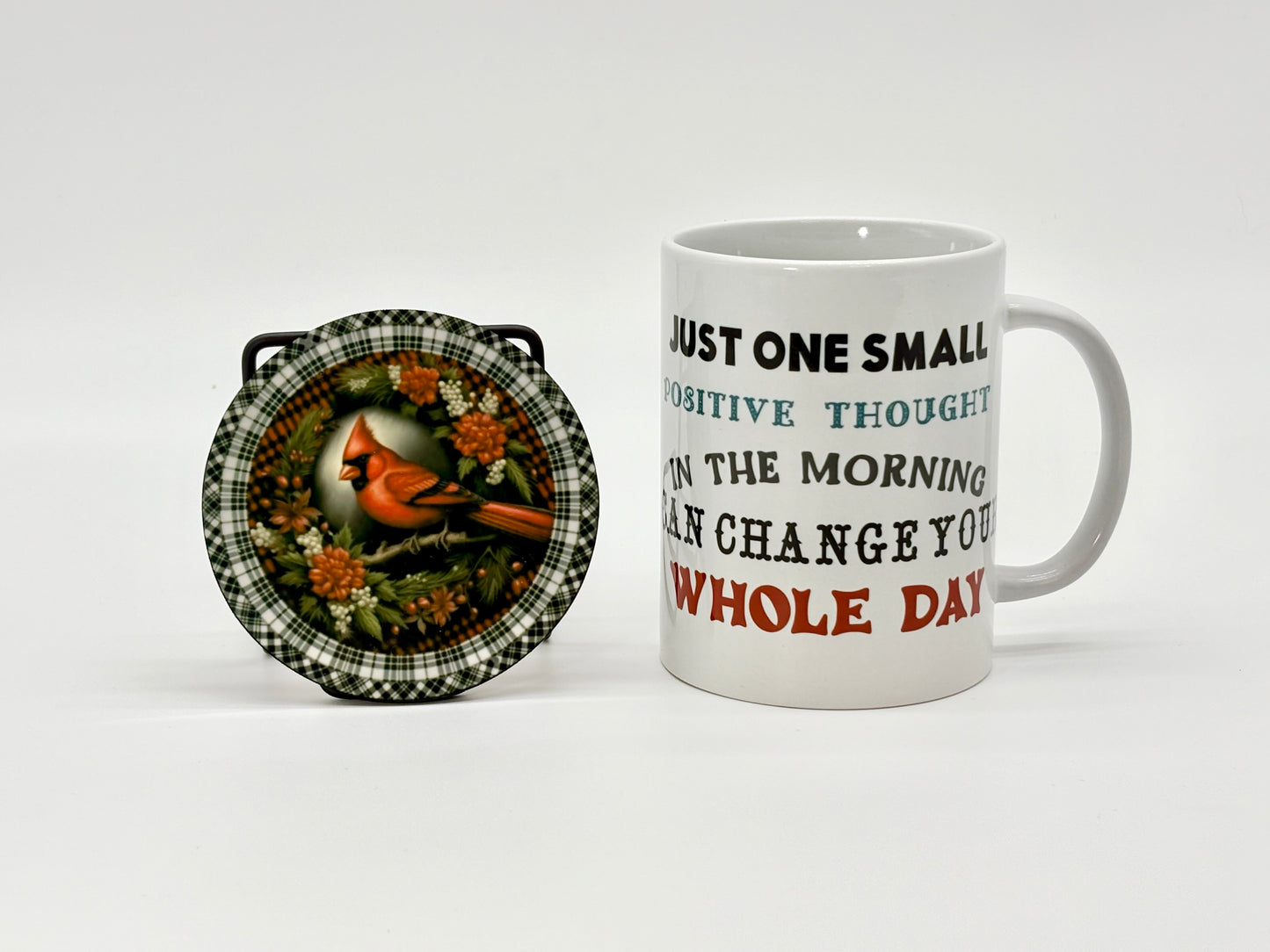 Cardinal Mug and Coaster Set with Cork Backing - SewTrain