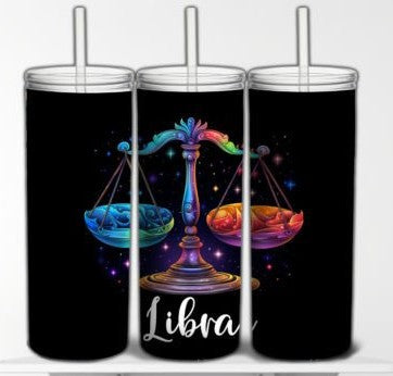 LIBRA 20 oz Stainless Steel Skinny Tumbler with Lid, Metal Straw & Gift Box