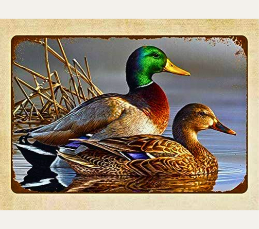 Mallard Ducks Stainless Steel Skinny Tumbler with Lid, Metal Straw & Gift Box