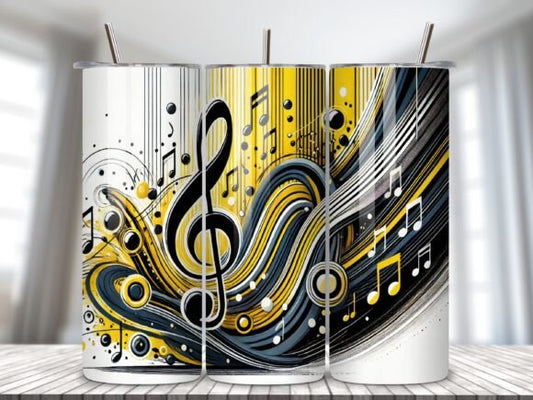 MUSIC THEME 20 oz Stainless Steel Skinny Tumbler with Lid, Metal Straw & Gift Box - SewTrain