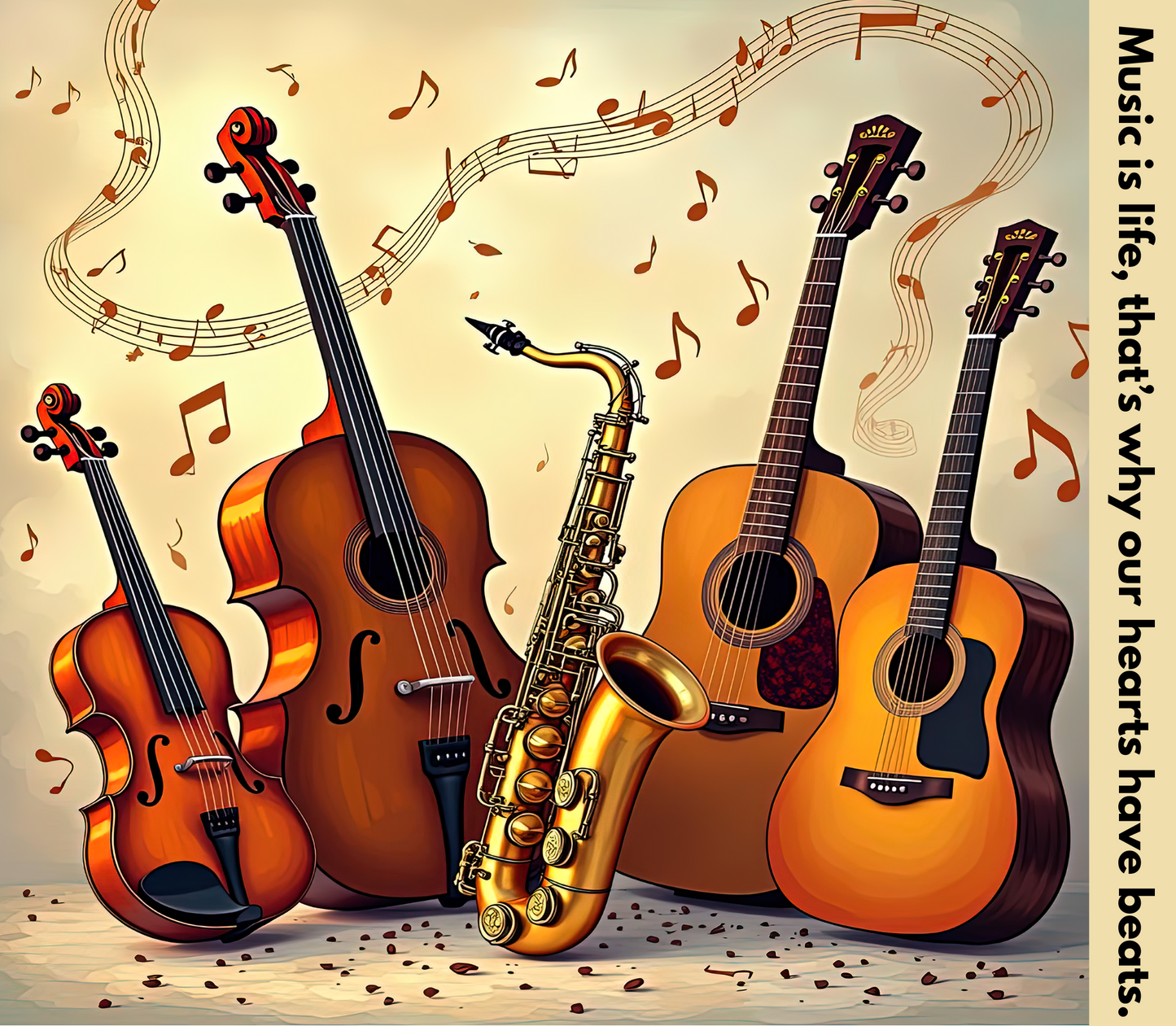 Music Stainless Steel Skinny Tumbler with Lid, Metal Straw & Gift Box