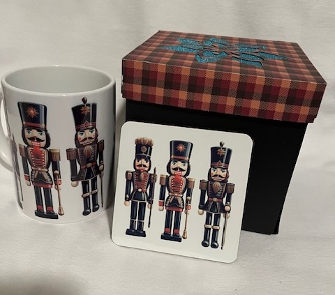 Mug and Coaster with Cork Backing; Mug and Coaster Gift Set; Custom Mug and Coaster Set; Nutcracker Ceramic Set - SewTrain