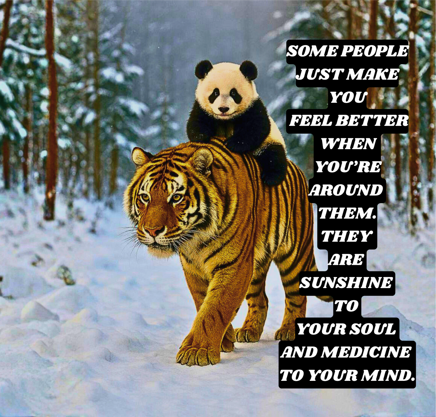 Panda riding Tiger Stainless Steel Skinny Tumbler with Lid, Metal Straw & Gift Box