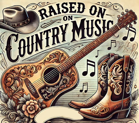 COUNTRY MUSIC THEME 20 oz Stainless Steel Skinny Tumbler with Lid, Metal Straw & Gift Box - SewTrain