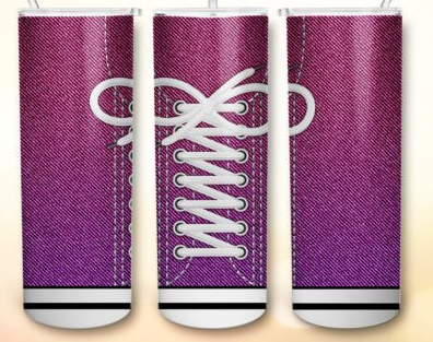 MAUVE PINK SNEAKER 20 oz Stainless Steel Skinny Tumbler with Lid, Metal Straw & Gift Box - SewTrain