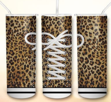 LEOPARD SNEAKER 20 oz Stainless Steel Skinny Tumbler with Lid, Metal Straw & Gift Box - SewTrain