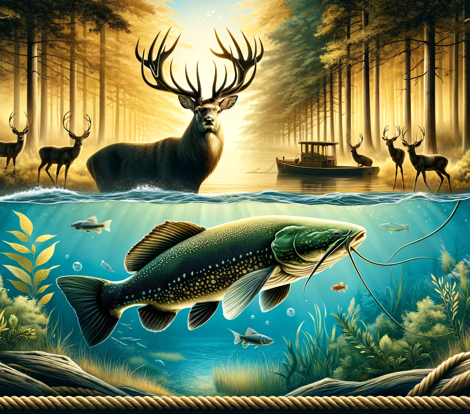 DEER AND FISH 20 oz Stainless Steel Skinny Tumbler with Lid, Metal Straw & Gift Box - SewTrain