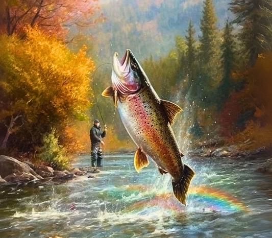 Angler Trout Fishing Stainless Steel Skinny Tumbler with Lid, Metal Straw & Gift Box