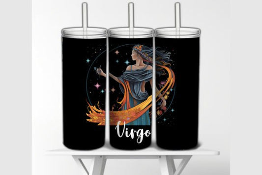 VIRGO 20 oz Stainless Steel Skinny Tumbler with Lid, Metal Straw & Gift Box - SewTrain