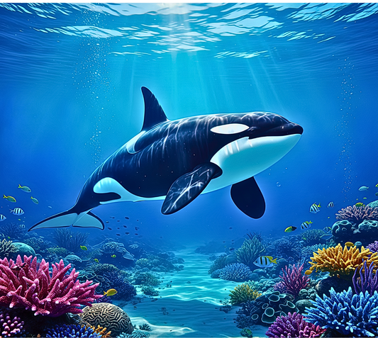 Orca Whale Stainless Steel Skinny Tumbler with Lid, Metal Straw & Gift Box