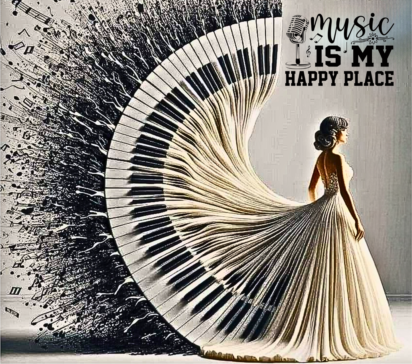 Music Stainless Steel Skinny Tumbler with Lid, Metal Straw & Gift Box