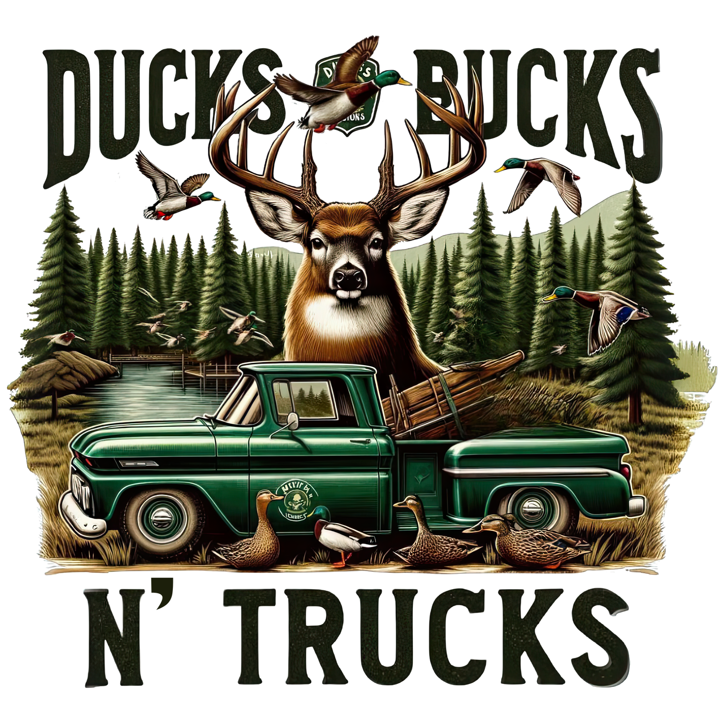 Ducks Bucks N' Trucks Stainless Steel Skinny Tumbler with Lid, Metal Straw & Gift Box